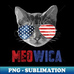Funny Cat 4th of July Meowica Merica USA American Flag - PNG Transparent Sublimation File - Fashionable and Fearless