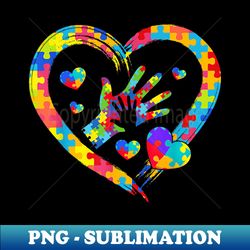 Valentines Day Love Heart Autism Awareness Puzzle Piece - PNG Sublimation Digital Download - Perfect for Sublimation Art