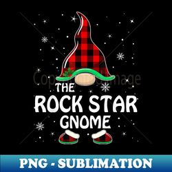 Rock Star Gnome Buffalo Plaid Matching Family Christmas - PNG Sublimation Digital Download - Bold & Eye-catching