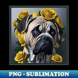 Boston Terrier yellow roses - Artistic Sublimation Digital File - Revolutionize Your Designs