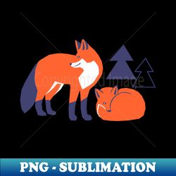 Foxes in the Woodland - PNG Transparent Digital Download File for Sublimation - Add a Festive Touch to Every Day