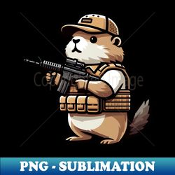 Tactical Groundhog - PNG Transparent Sublimation File - Unleash Your Inner Rebellion