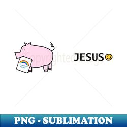 Jesus and Pink Pig Essential Worker Rainbow - Instant PNG Sublimation Download - Enhance Your Apparel with Stunning Detail