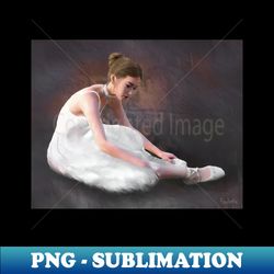 Woman girl ballerina dancer tying shoe - Exclusive PNG Sublimation Download - Bold & Eye-catching