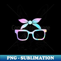 Cute Bunny Rabbit Face Tie Dye Glasses Girl Happy Easter Day - Premium PNG Sublimation File - Perfect for Creative Projects