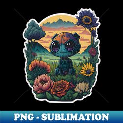 Alien Vibrant Flower Imaginative Watercolor Art - Special Edition Sublimation PNG File - Stunning Sublimation Graphics