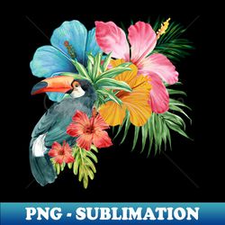 Tropical Toucan in Vibrant Bouquet - Elegant Sublimation PNG Download - Fashionable and Fearless