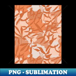 Contemporary collage pattern Terracotta abstract shapes and tropical leaves - PNG Transparent Sublimation Design - Bold & Eye-catching