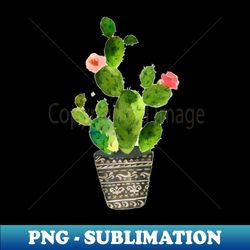 Watercolor Cactus Pink Flowers Cacti - Vintage Sublimation PNG Download - Stunning Sublimation Graphics