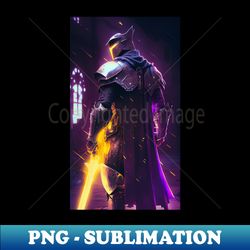 Cyberpunk Crusader Knight - Sublimation-Ready PNG File - Enhance Your Apparel with Stunning Detail