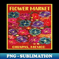mexican flower market chiapas colorful bouquet embroidery boho chic print poster - instant png sublimation download - revolutionize your designs