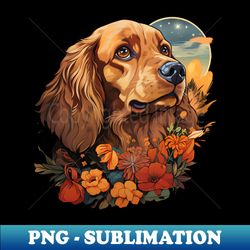 English Cocker Spaniel  Dog Vintage Floral - Unique Sublimation PNG Download - Instantly Transform Your Sublimation Projects