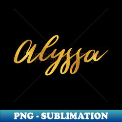 Alyssa Name Hand Lettering in Gold Letters - Stylish Sublimation Digital Download - Stunning Sublimation Graphics