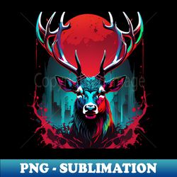 stag face bloodmoon - Modern Sublimation PNG File - Perfect for Sublimation Mastery