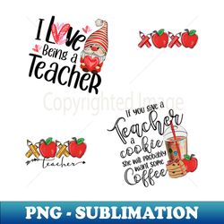 retro teacher valentine stickers pack - decorative sublimation png file - fashionable and fearless