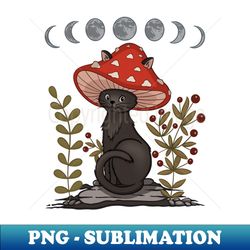 cottagecore aesthetic cat with mushroom hat - artistic sublimation digital file - revolutionize your designs