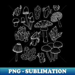 Witchy Cottagecore Crystals Fungi Botanical Fairytale Mushroom - High-Quality PNG Sublimation Download - Revolutionize Your Designs