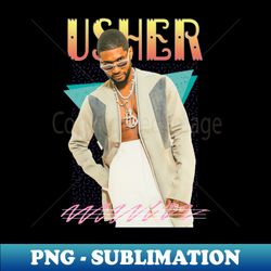 Usher Retro Aesthetic Fan Art - Vintage Sublimation PNG Download - Vibrant and Eye-Catching Typography