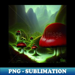 beautiful landscape painting with mountains and big mushrooms mushrooms - modern sublimation png file - instantly transform your sublimation projects