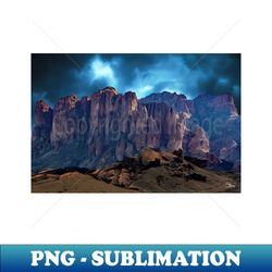 Dark Skies Over the Superstition Mountains - Decorative Sublimation PNG File - Revolutionize Your Designs