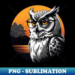 Retro Owl Wearing sunglasses - Vintage Sunset - Artistic Sublimation Digital File - Create with Confidence