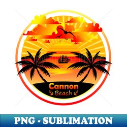 Cannon Beach Palm Trees Sunset Oregon Summer - PNG Transparent Sublimation File - Boost Your Success with this Inspirational PNG Download