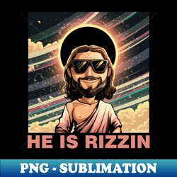 He Is Rizzin Funny Solar Eclipse 2024 Jesus - Vintage Sublimation PNG Download - Capture Imagination with Every Detail