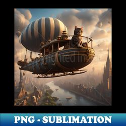 A Cat Driving A Zeppelin - Modern Sublimation PNG File - Transform Your Sublimation Creations