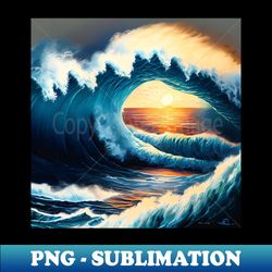 Large Wave In The Ocean Summer Sunset - Exclusive PNG Sublimation Download - Enhance Your Apparel with Stunning Detail