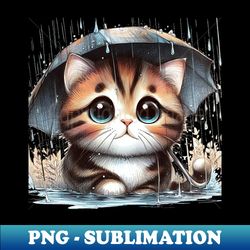Cat In The Rain - Unique Sublimation PNG Download - Instantly Transform Your Sublimation Projects
