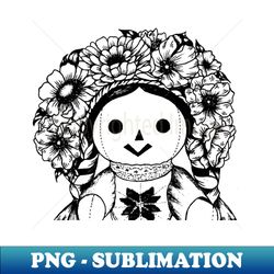 floral mexican doll - png transparent digital download file for sublimation
