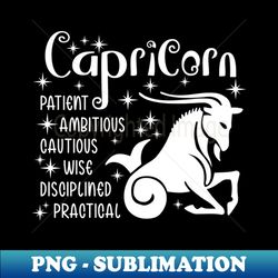 capricorn zodiac positive traits - Creative Sublimation PNG Download - Enhance Your Apparel with Stunning Detail