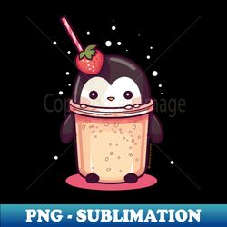 baby penguin strawberry smoothie - modern sublimation png file - unleash your inner rebellion