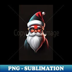 Cute Santa Wearing A Christmas Hat - PNG Transparent Digital Download File for Sublimation - Unleash Your Inner Rebellio