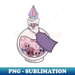 cute chibi skulls in a purple poison bottle - instant sublimation digital download