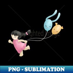 girl running with balloons happy childrens day - stylish sublimation digital download