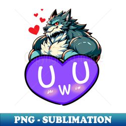 Blushing UwU Furry Anthro Werewolf Heart - High-Resolution PNG Sublimation File