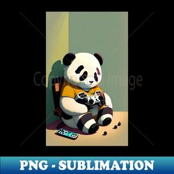 Cute Panda Playing Video Games - High-Quality PNG Sublimation Download