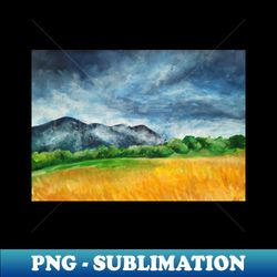 above the mountains beautiful landscape painting - premium png sublimation file