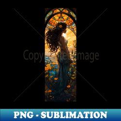 Dawn - Vintage Mucha Gilded Age Art Nouveau Beautiful Woman - Unique Sublimation PNG Download