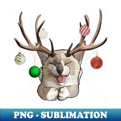 snowshoe siamese catalope with christmas ball ornaments - decorative sublimation png file