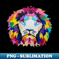 lion of many colors acrylic painting on canvas - png transparent sublimation design