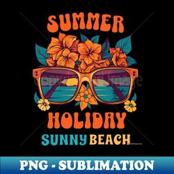 Summer Holiday Sunny Beach Retro Design by Guru Who - Decorative Sublimation PNG File