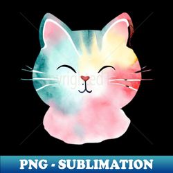 Smiling Cat Watercolor Design - Modern Sublimation PNG File