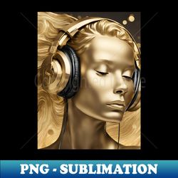 beautiful gold woman with headphones - Signature Sublimation PNG File
