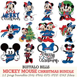 Buffalo Bills bundle 12 zip Mickey Christmas Cut files,SVG EPS PNG DXF,instant download,Digital Download