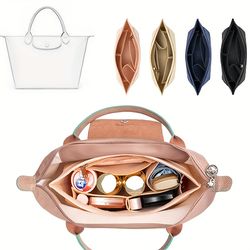 Multi-Pocket Handbag Organizer - Felt Cloth Zipper Cosmetic Storage Bag - Lightweight Portable Inner Travel Storage Bag
