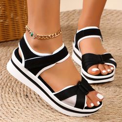 Women's Summer Platform Sandals, Casual Open Toe Sandals, Slinkback summer shoes Fish Mouth Rome Sandals Black Shoes