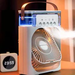 Portable Fan Air Conditioners USB Electric Fan LED Night Light Water Mist Fun 3 In 1 Air Humidifie, Mini Air Cooler Fan