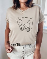 Custom Couple Valentines Day Shirt, Holding Hands Romantic Shirt, Lovers Hand In Hand Unisex Tee, Holding Hands Line Art